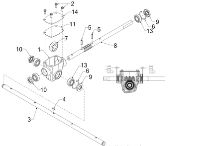 Auger Gearbox Assembly Diagram and Parts List for 3X28-INCH (31AH5JVBB09)(2023) Cub Cadet Snow Blower